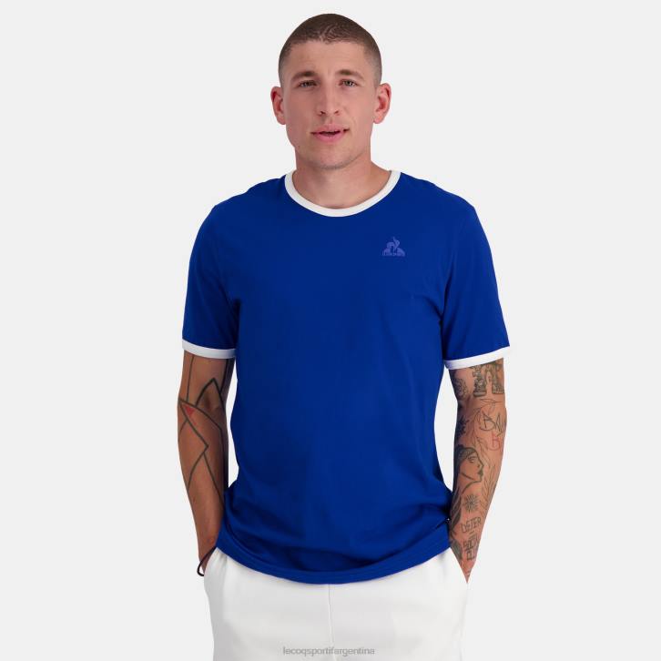 hombres Le Coq Sportif camiseta de moda azul ropa RF4V139