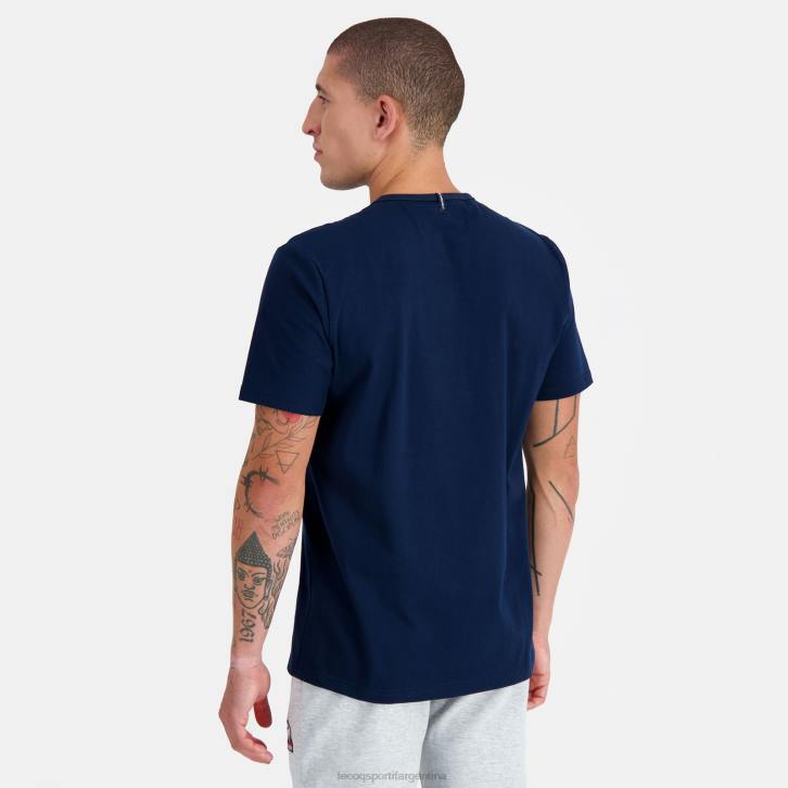 hombres Le Coq Sportif camiseta de moda azul ropa RF4V140