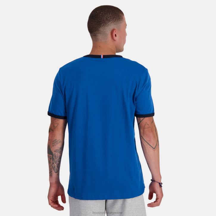 hombres Le Coq Sportif camiseta de moda azul ropa RF4V145