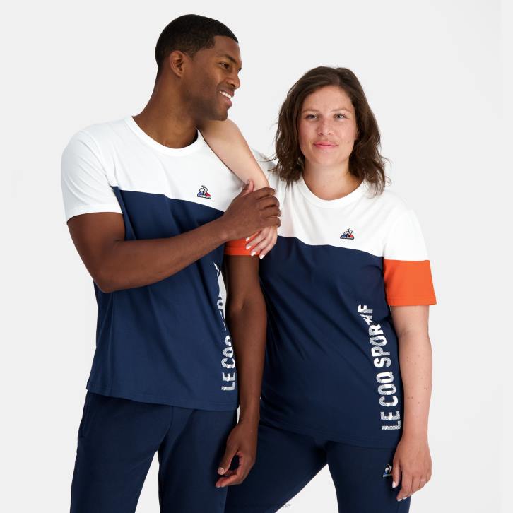 hombres Le Coq Sportif camiseta de moda azul ropa RF4V163