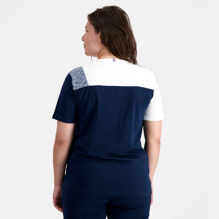 hombres Le Coq Sportif camiseta de moda azul ropa RF4V167