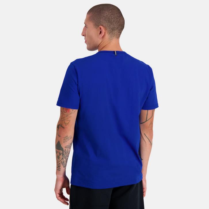 hombres Le Coq Sportif camiseta de moda azul ropa RF4V178