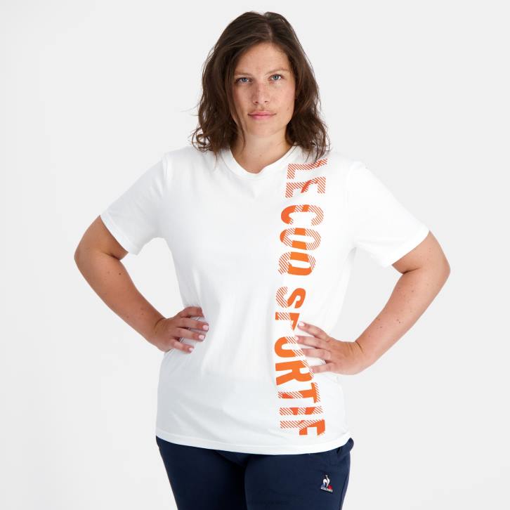 hombres Le Coq Sportif camiseta de moda blanca ropa RF4V162