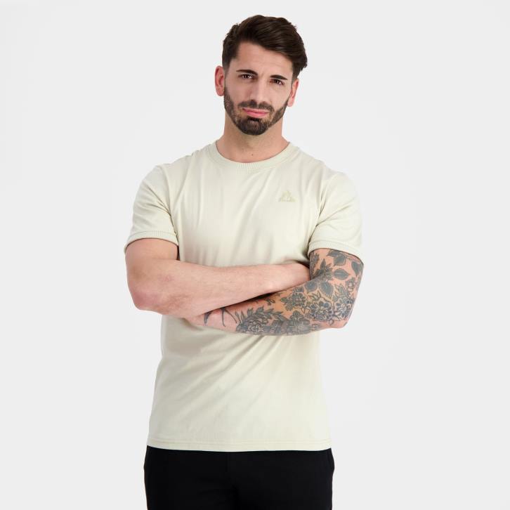 hombres Le Coq Sportif camiseta de moda marrón ropa RF4V156