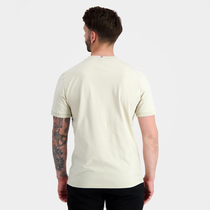 hombres Le Coq Sportif camiseta de moda marrón ropa RF4V156