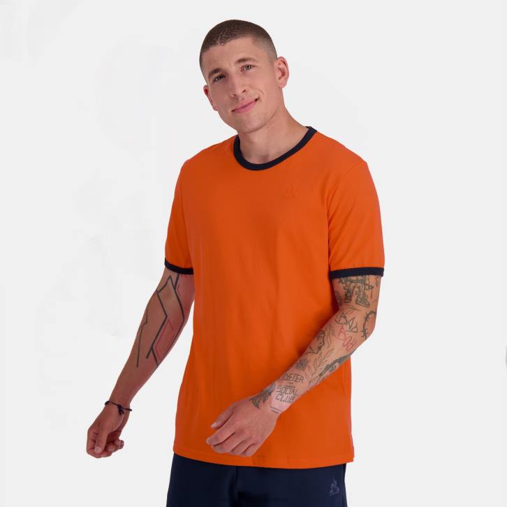 hombres Le Coq Sportif camiseta de moda naranja ropa RF4V151