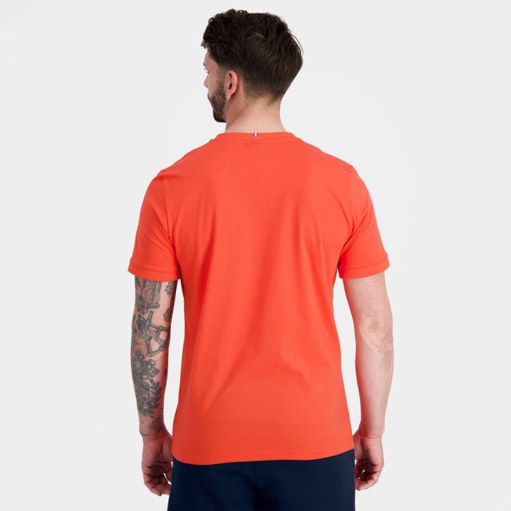 hombres Le Coq Sportif camiseta de moda naranja ropa RF4V152