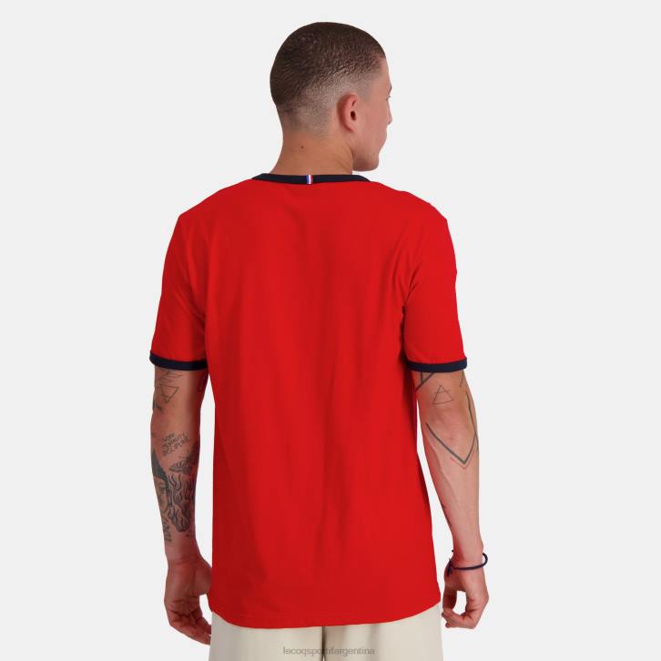 hombres Le Coq Sportif camiseta de moda roja ropa RF4V149