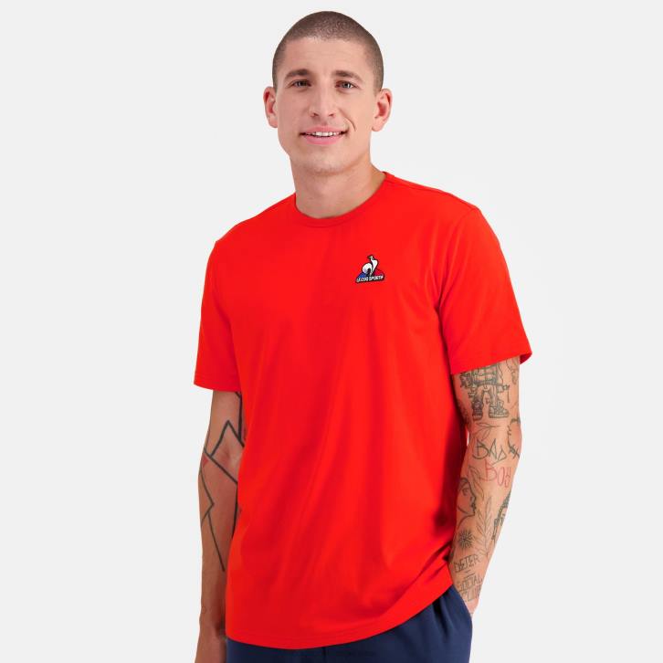 hombres Le Coq Sportif camiseta de moda roja ropa RF4V171