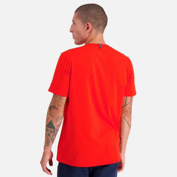 hombres Le Coq Sportif camiseta de moda roja ropa RF4V171
