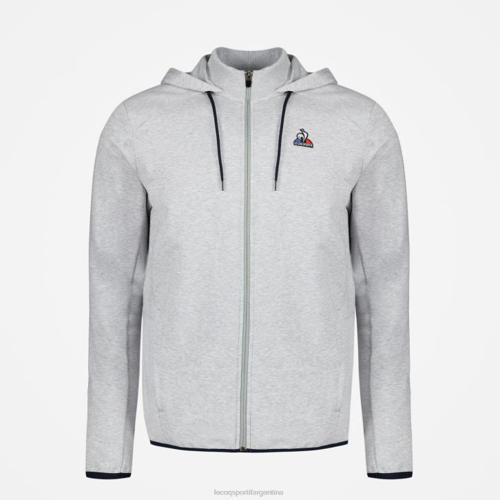 hombres Le Coq Sportif sudadera con capucha y cremallera gris ropa RF4V485