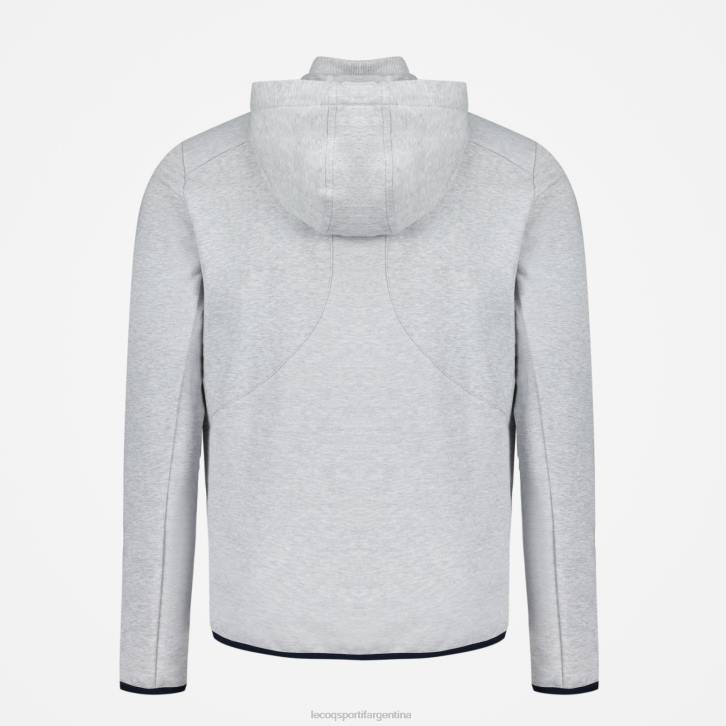 hombres Le Coq Sportif sudadera con capucha y cremallera gris ropa RF4V485