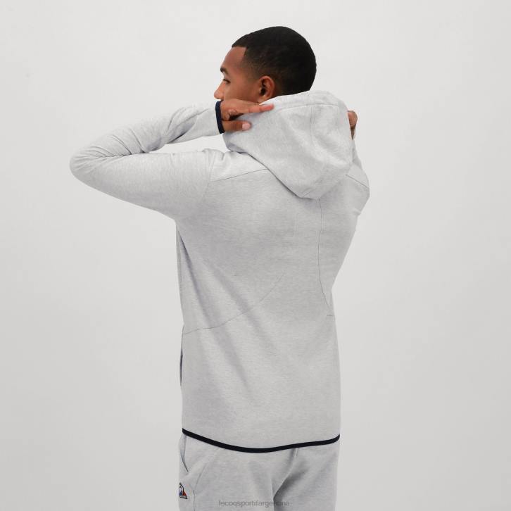 hombres Le Coq Sportif sudadera con capucha y cremallera gris ropa RF4V485