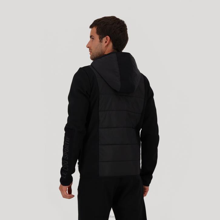 hombres Le Coq Sportif sudadera con capucha y cremallera negra ropa RF4V450