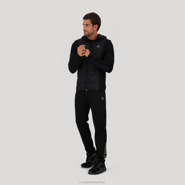 hombres Le Coq Sportif sudadera con capucha y cremallera negra ropa RF4V450