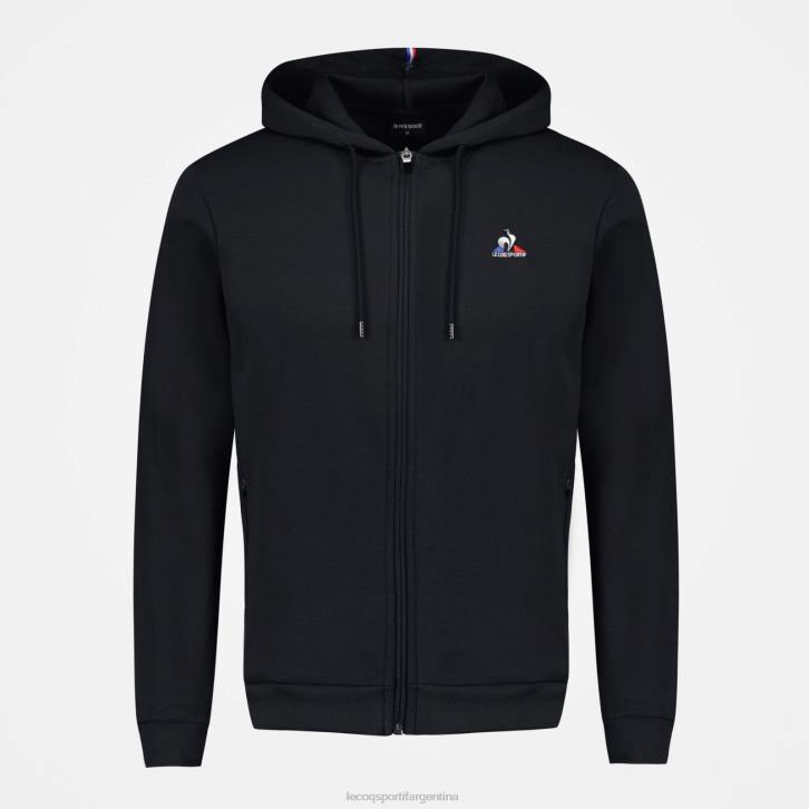 hombres Le Coq Sportif sudadera con capucha y cremallera negra ropa RF4V48