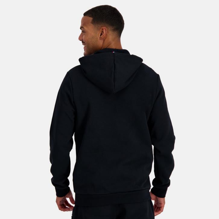 hombres Le Coq Sportif sudadera con capucha y cremallera negra ropa RF4V48