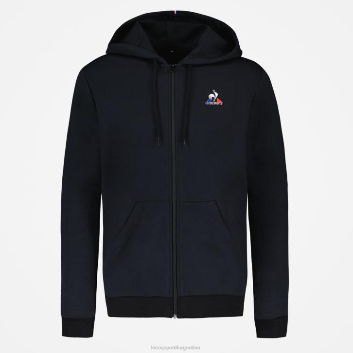 hombres Le Coq Sportif sudadera con capucha y cremallera negra ropa RF4V56