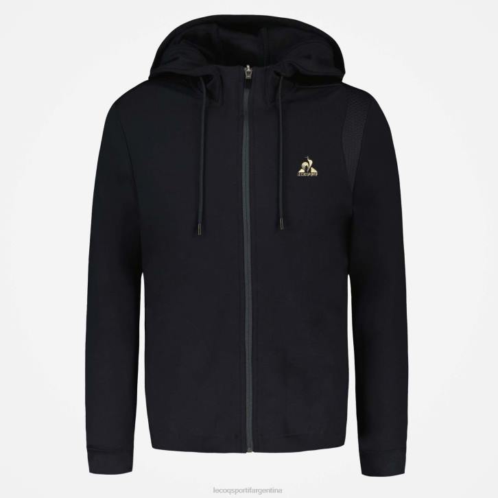 hombres Le Coq Sportif sudadera con capucha y cremallera negra ropa RF4V70