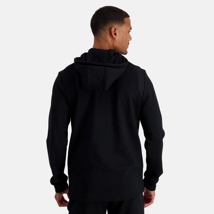hombres Le Coq Sportif sudadera con capucha y cremallera negra ropa RF4V70