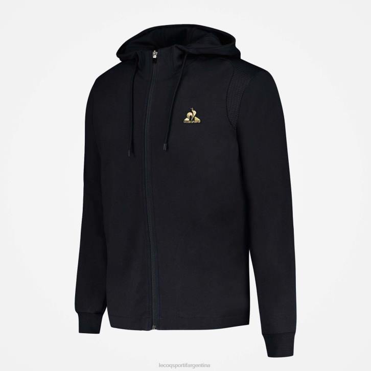 hombres Le Coq Sportif sudadera con capucha y cremallera negra ropa RF4V70