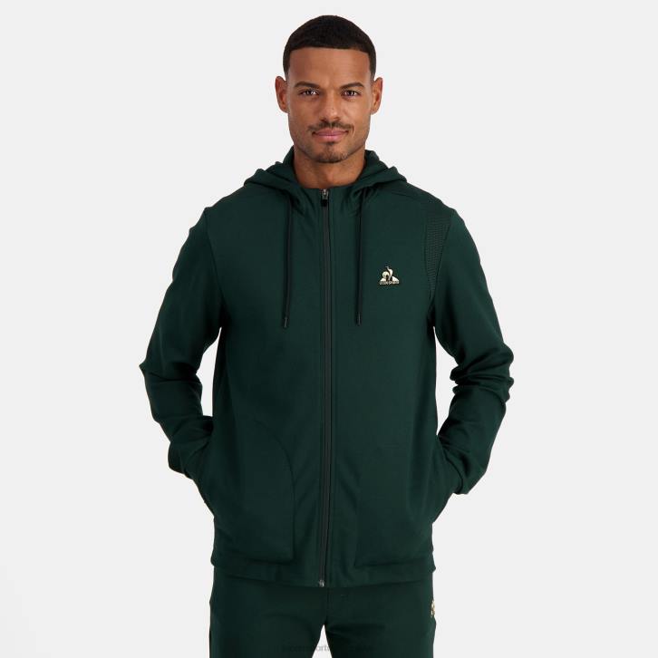 hombres Le Coq Sportif sudadera con capucha y cremallera verde ropa RF4V462