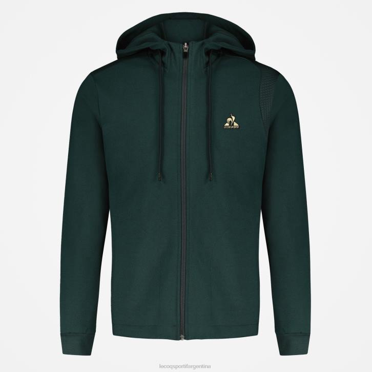 hombres Le Coq Sportif sudadera con capucha y cremallera verde ropa RF4V462