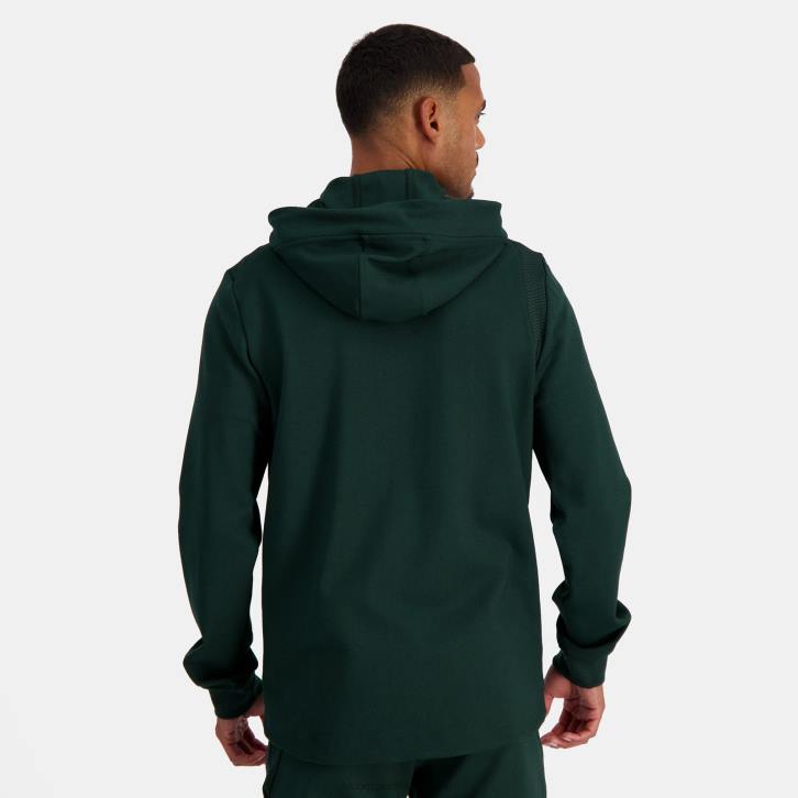 hombres Le Coq Sportif sudadera con capucha y cremallera verde ropa RF4V462