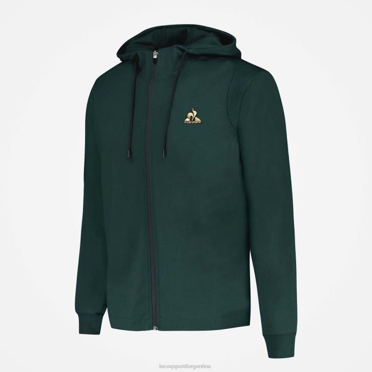 hombres Le Coq Sportif sudadera con capucha y cremallera verde ropa RF4V462