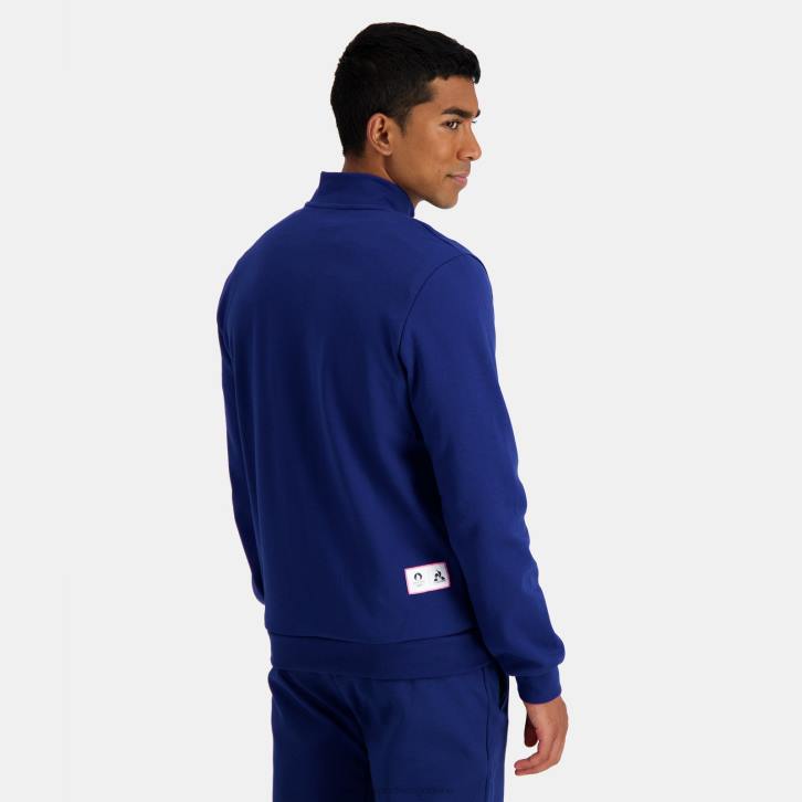 hombres Le Coq Sportif sudadera con cremallera azul ropa RF4V32