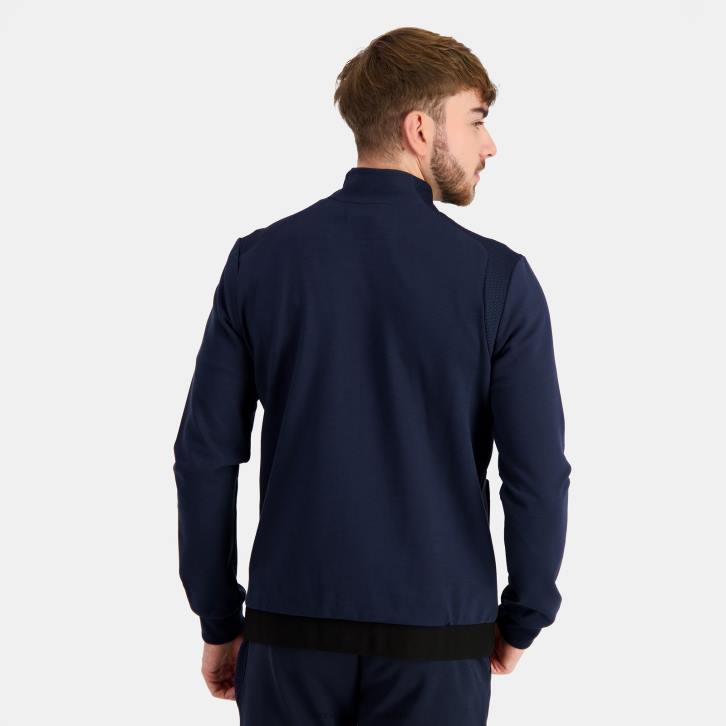 hombres Le Coq Sportif sudadera con cremallera azul ropa RF4V71