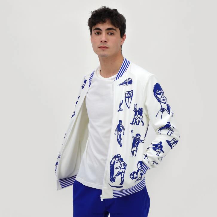 hombres Le Coq Sportif sudadera con cremallera blanca ropa RF4V472