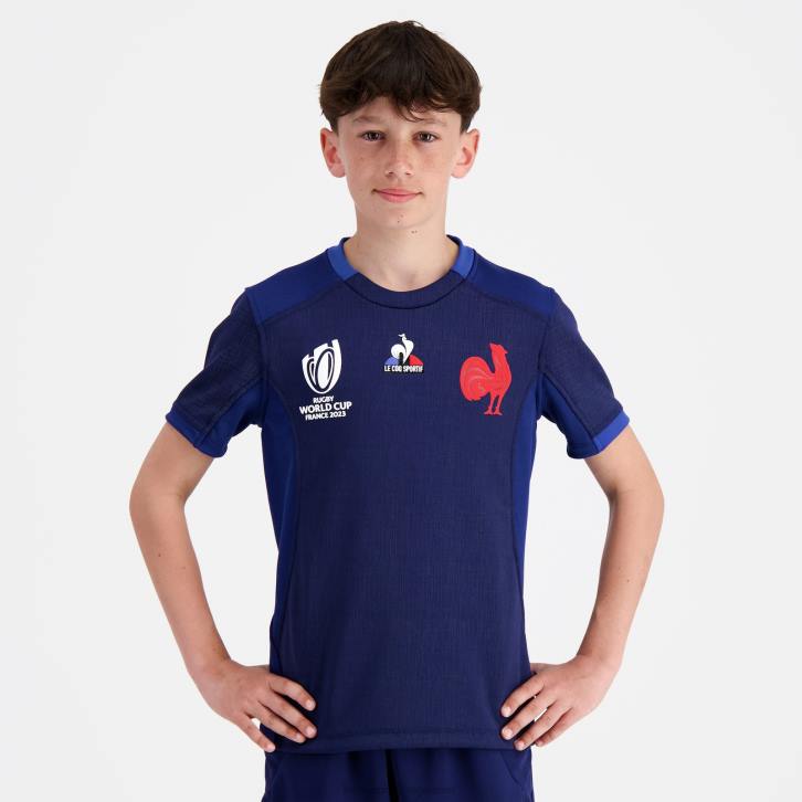 niños Le Coq Sportif réplica camiseta xv de france - copa del mundo de rugby 2023 azul ropa RF4V694