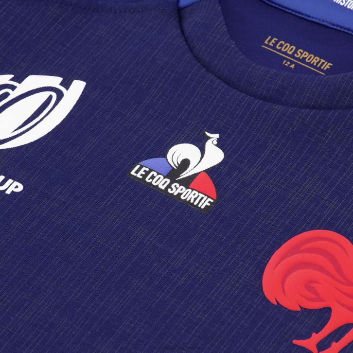 niños Le Coq Sportif réplica camiseta xv de france - copa del mundo de rugby 2023 azul ropa RF4V694